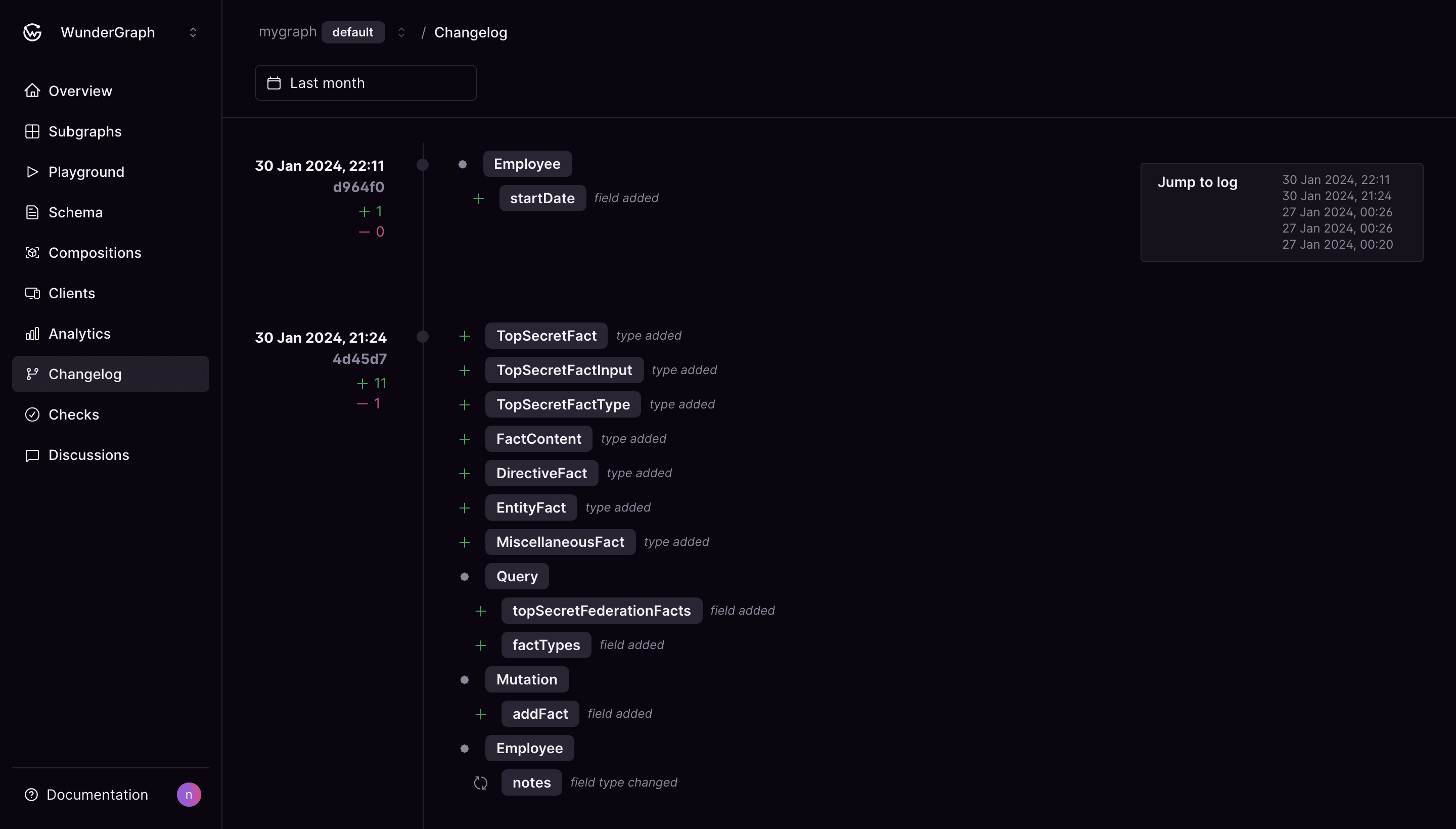 Track schema changes to your federated graph