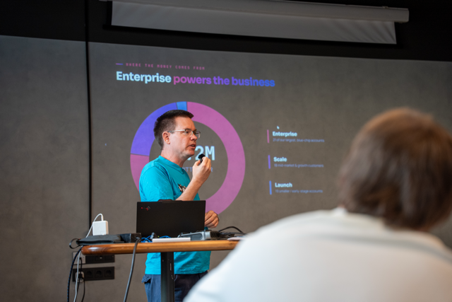 Björn presenting on enterprise and revenue at the Madrid Work Week