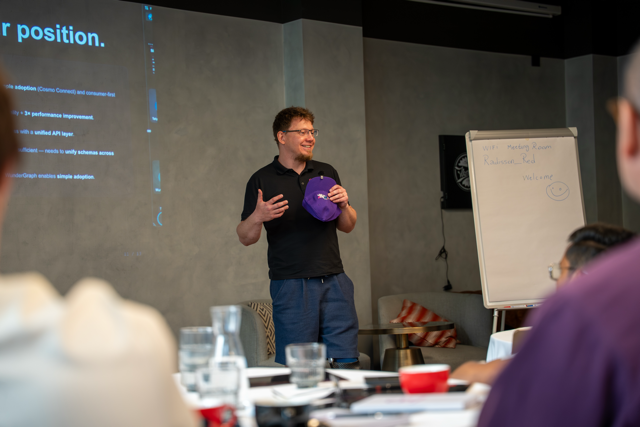 Jens presenting the State of WunderGraph session in Madrid