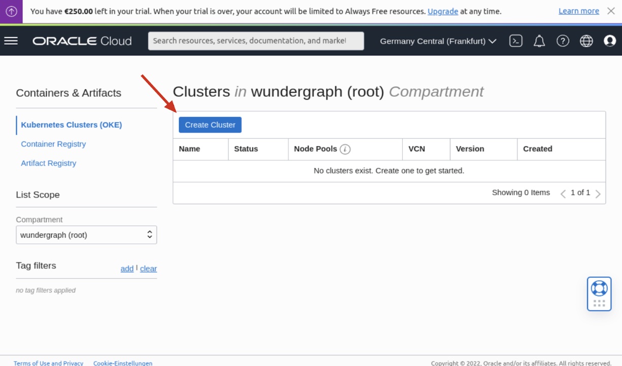 Oracle cluster config